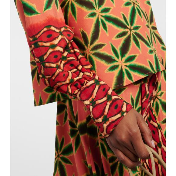 NWT Ulla Johnson Lilliana Crepe Blouse Fresco Orange Green Geometric Print Top 2 - Picture 4 of 8